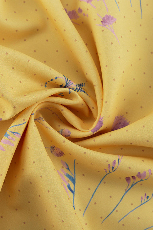 Schulterfreies Maxikleid mit V-Ausschnitt, hoher Taille und Blumenmuster