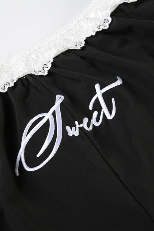 Hose mit Spitze in Schwarz