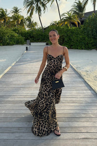 Maxikleid mit Leopardenmuster in Braun