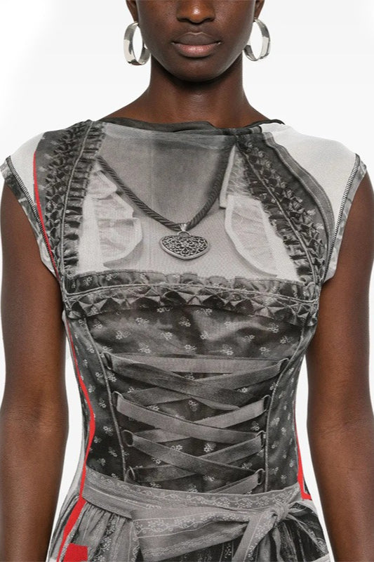 Ärmelloses Kleid mit Druck
