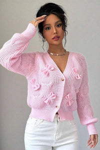 Strickjacke mit Strickstruktur und Schleifendetail