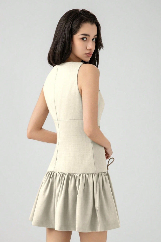 Ärmelloses Minikleid mit Schleifendetail
