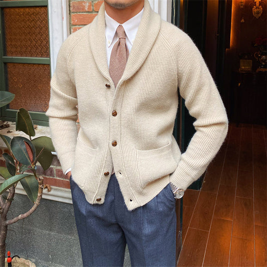 Elegante Herrenstrickjacke mit klassischem Revers - Davide