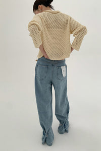 Strickjacke mit Bindedetail und Strickstruktur