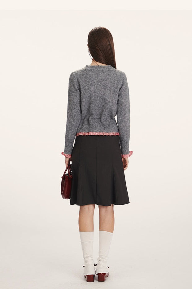 Strickjacke mit Raffung und Strickstruktur