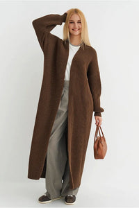 Locker geschnittene Strickjacke mit Strickstruktur in Gelb