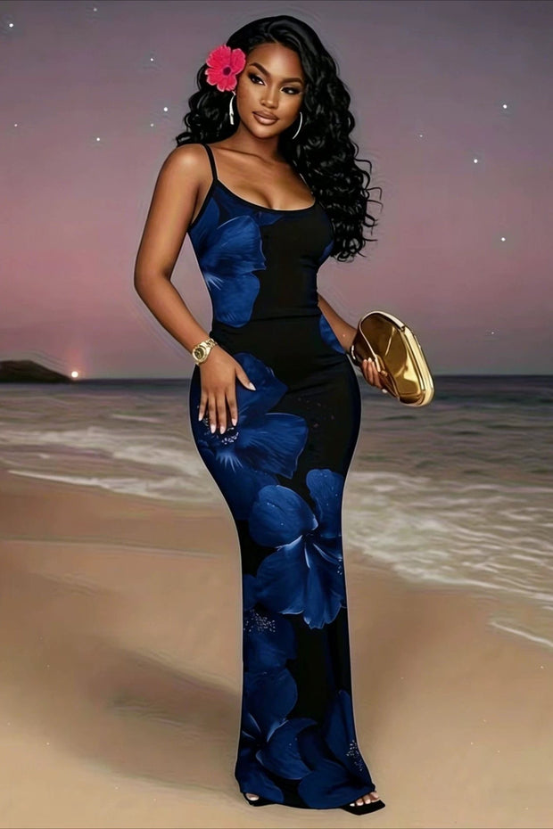 Figurbetontes Maxikleid mit Druck