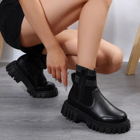 Damenstiefeletten mit dicker Sohle im Patchwork-Stil - Marisse