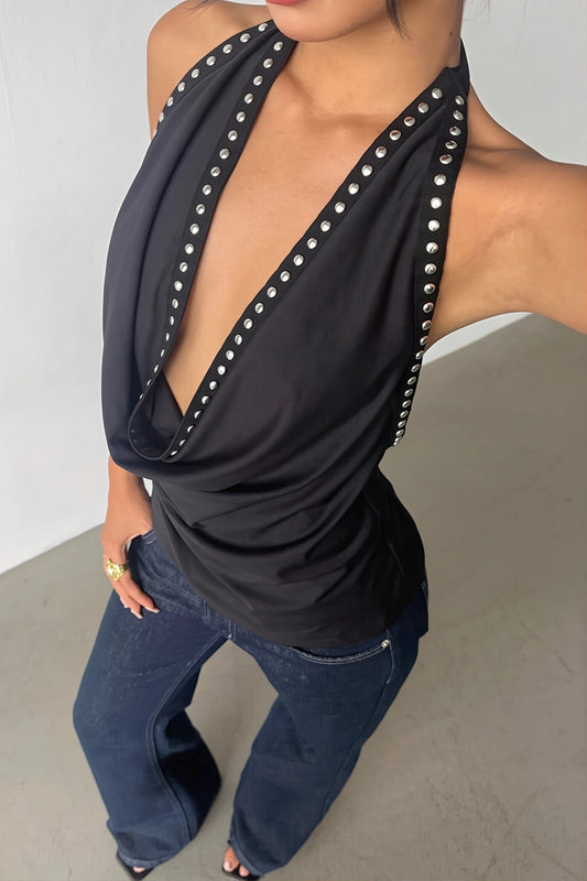 Figurbetontes Tanktop mit Neckholder und V-Ausschnitt