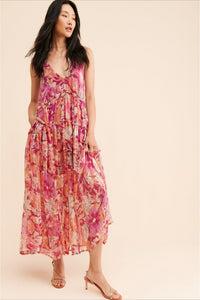 Ärmelloses Maxikleid mit Blumenmuster
