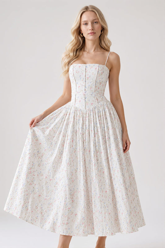 Figurbetontes Maxikleid mit Blumenmuster