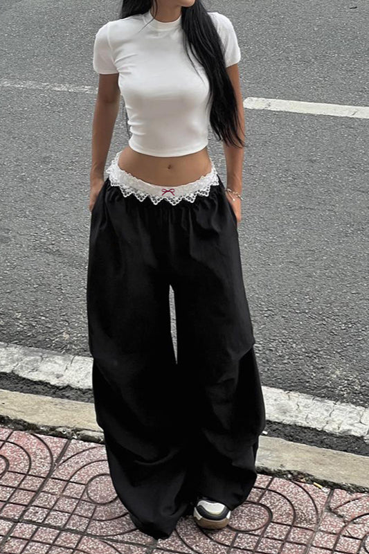 Hose mit Spitze in Schwarz