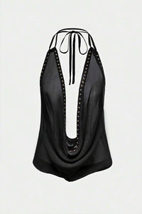 Figurbetontes Tanktop mit Neckholder und V-Ausschnitt
