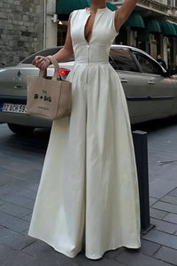 Ärmelloses Maxikleid mit Taschen und Baumwolle