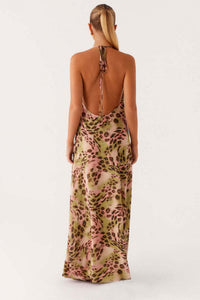 Maxikleid mit V-Ausschnitt und Leopardenmuster