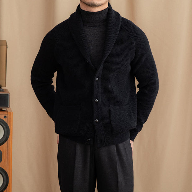 Elegante Herrenstrickjacke mit klassischem Revers - Davide