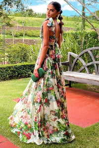Dinara - Bedrucktes Maxikleid mit Trägern