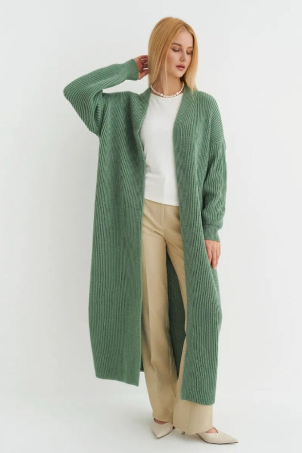 Locker geschnittene Strickjacke mit Strickstruktur in Gelb