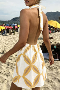 Ärmelloses Minikleid mit Bindedetail und Druck