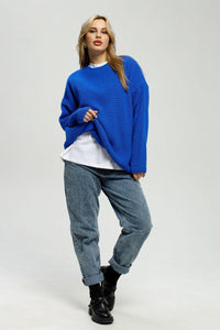 Locker geschnittener Pullover mit Rundhalsausschnitt und Strickstruktur