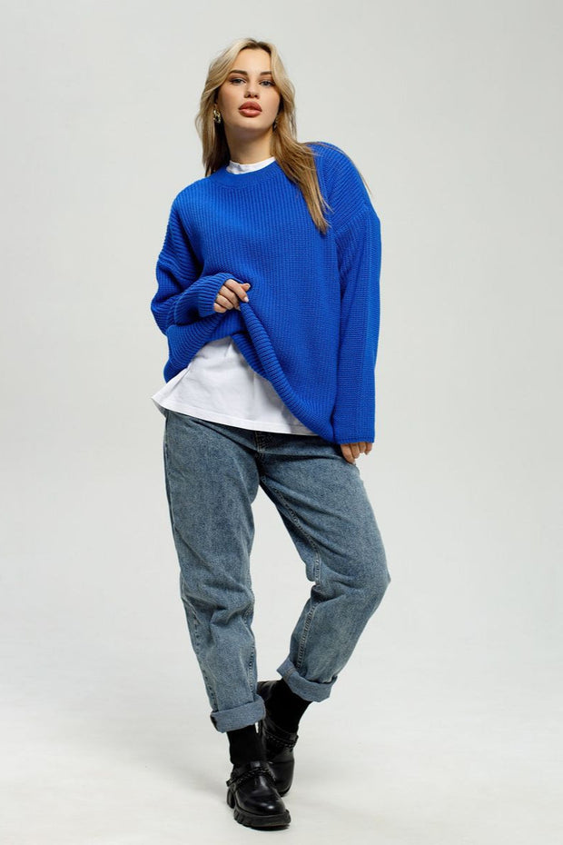 Locker geschnittener Pullover mit Rundhalsausschnitt und Strickstruktur