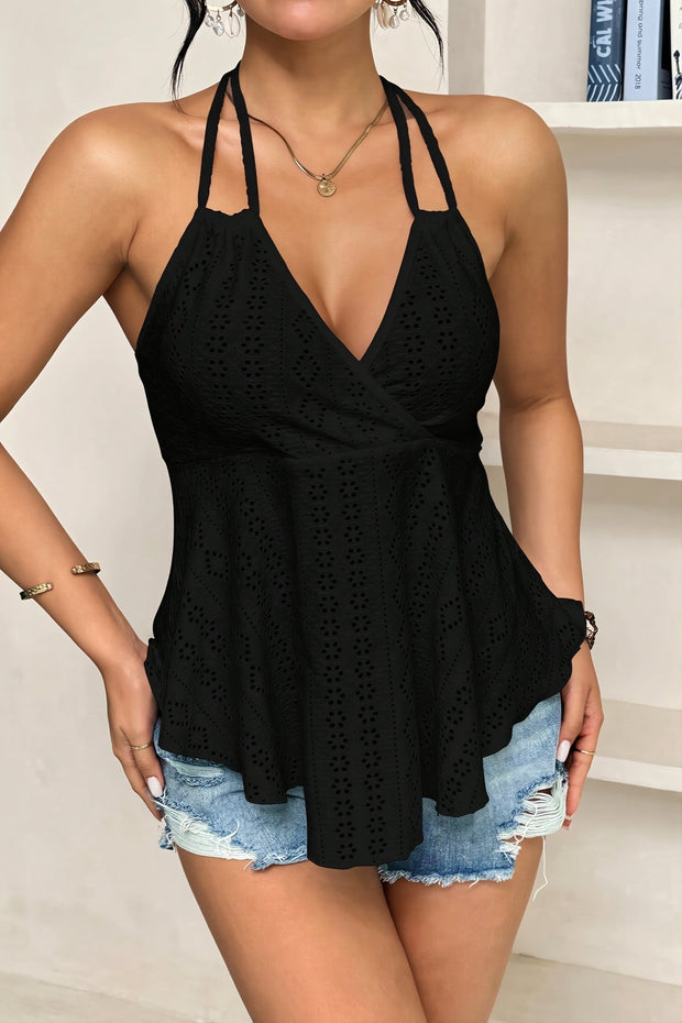 Top mit Neckholder, V-Ausschnitt und A-Linie