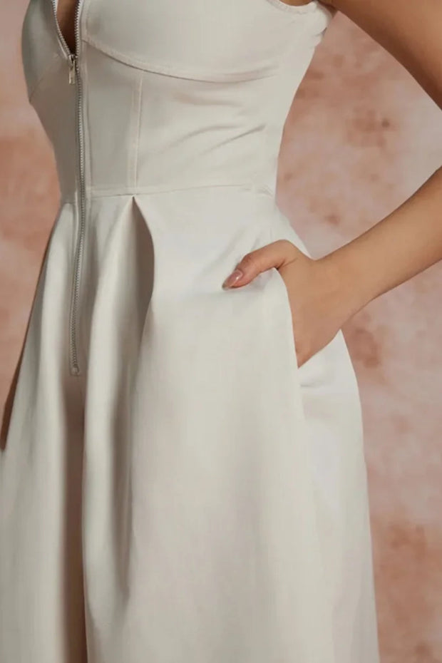 Ärmelloses Maxikleid mit Taschen und Baumwolle