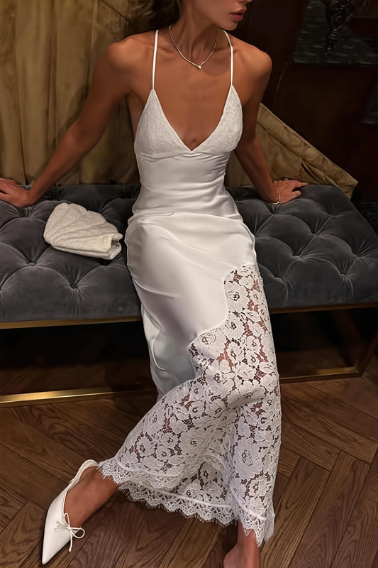 Maxikleid mit Patchwork und Spitze