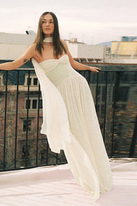 Trägerloses Maxikleid in Bordeaux