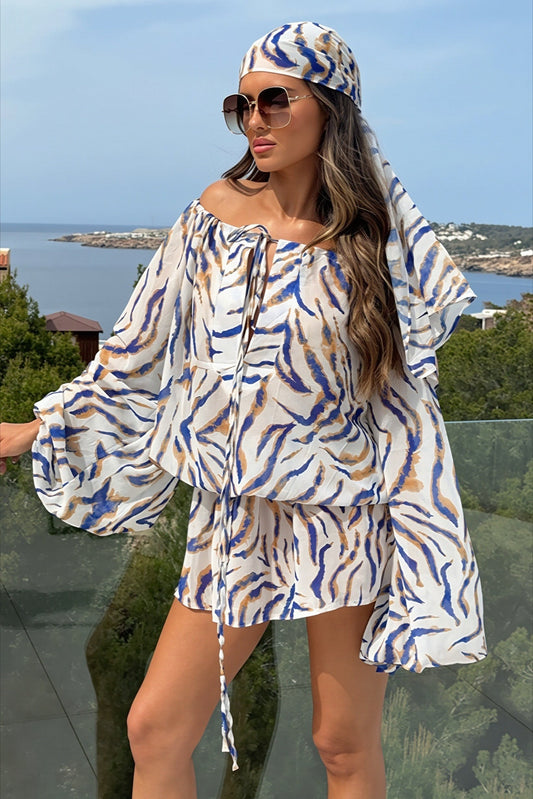 Schulterfreies Minikleid mit Zebramuster