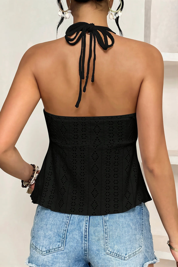 Top mit Neckholder, V-Ausschnitt und A-Linie