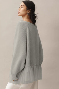 Strickjacke mit Strickstruktur und Rüschen