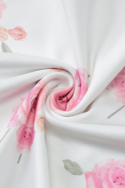 Trägerloses Kleid mit Blumenmuster in Rosa