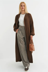 Locker geschnittene Strickjacke mit Strickstruktur in Gelb