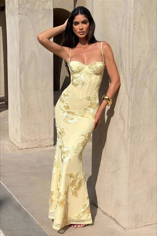 Rückenfreies Maxikleid mit Bindedetail und Blumenmuster