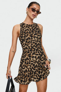 Minikleid mit Leopardenmuster in Braun