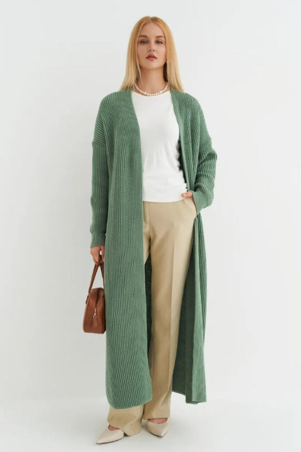 Locker geschnittene Strickjacke mit Strickstruktur in Gelb