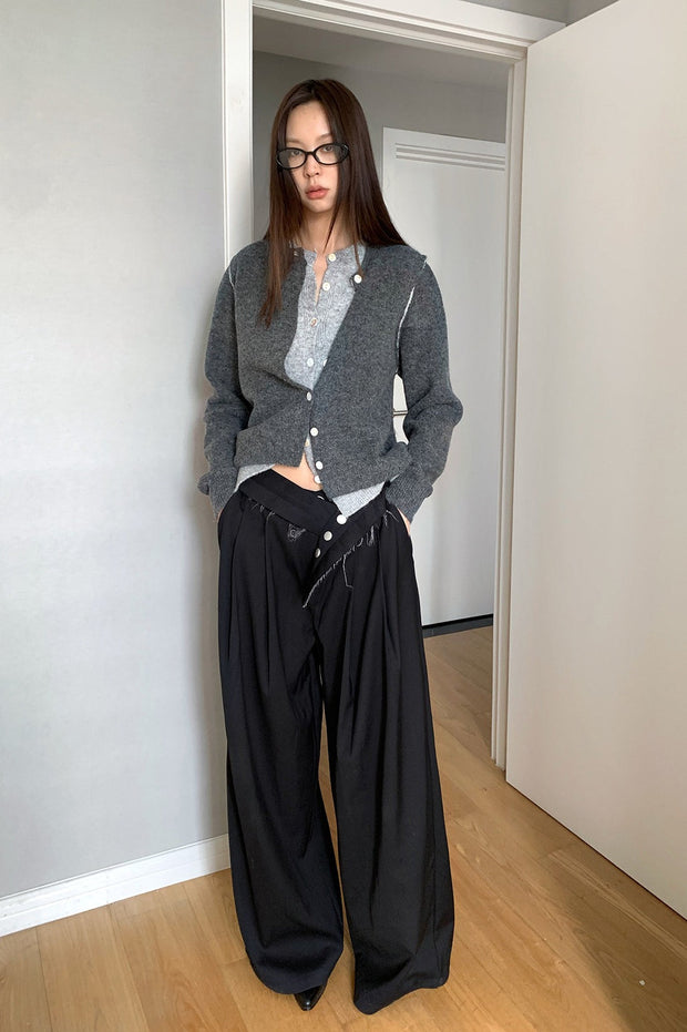 Hose mit weitem Bein in Grau