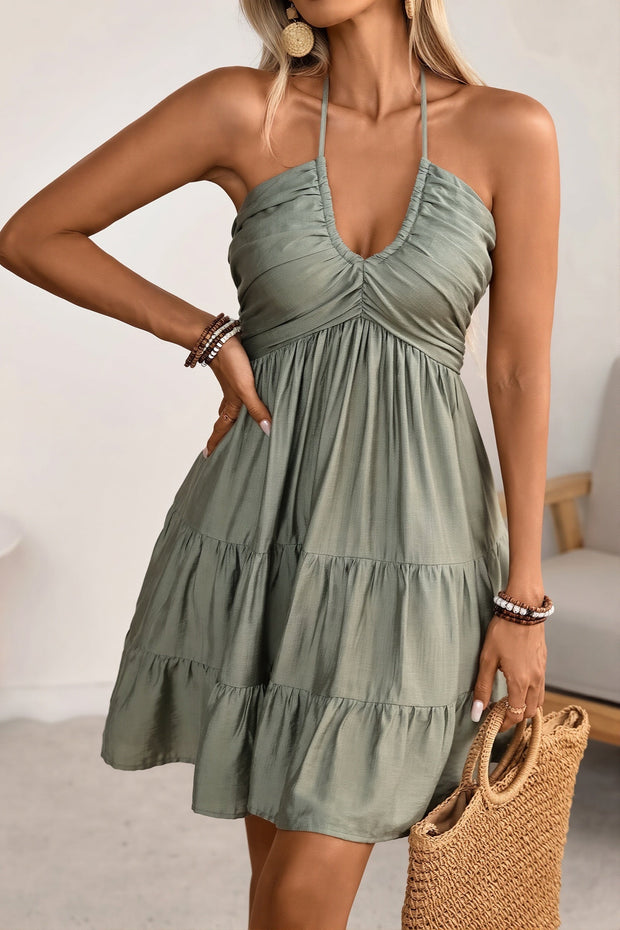 Schulterfreies Minikleid mit Rüschen