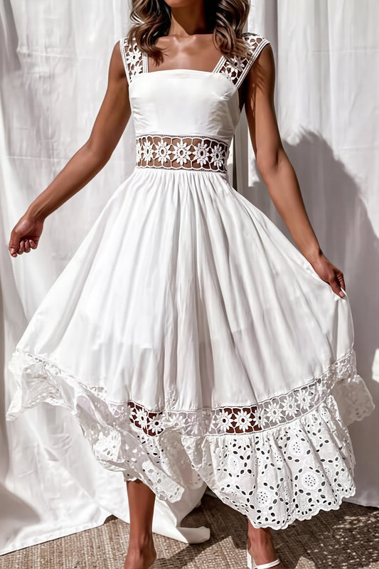 Ärmelloses Maxikleid mit Spitze