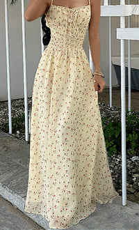 Maxikleid mit V-Ausschnitt, A-Linie und hoher Taille
