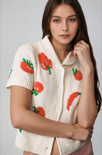 Strickjacke mit kurzen Ärmeln und Strickstruktur