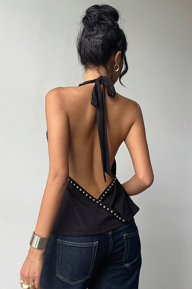 Figurbetontes Tanktop mit Neckholder und V-Ausschnitt