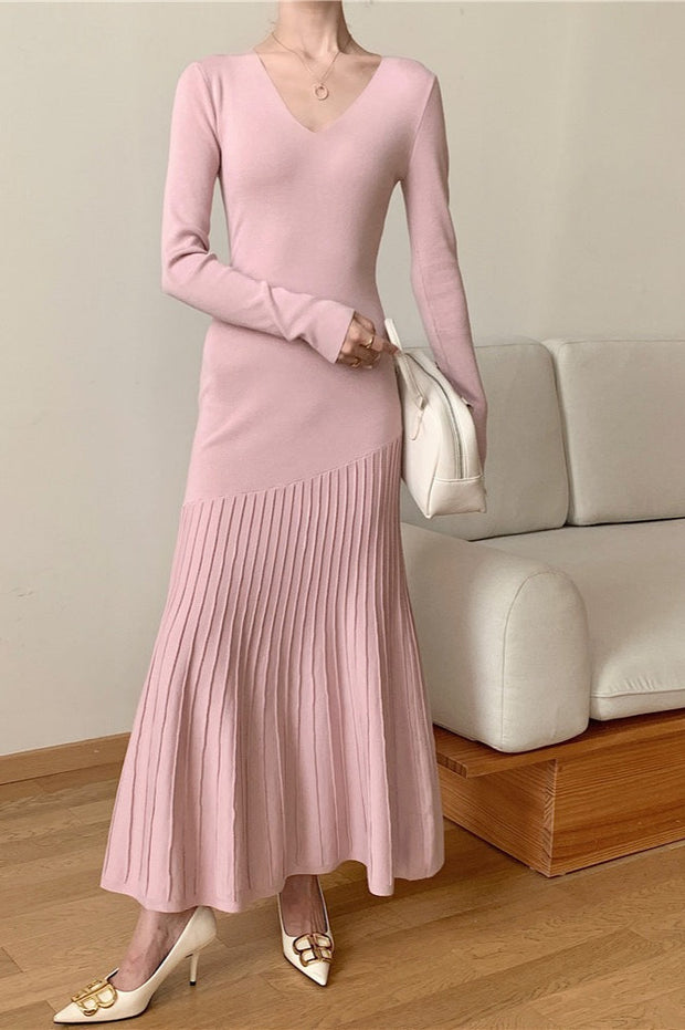 Figurbetontes Maxikleid mit Meerjungfrau-Silhouette und Strickstruktur