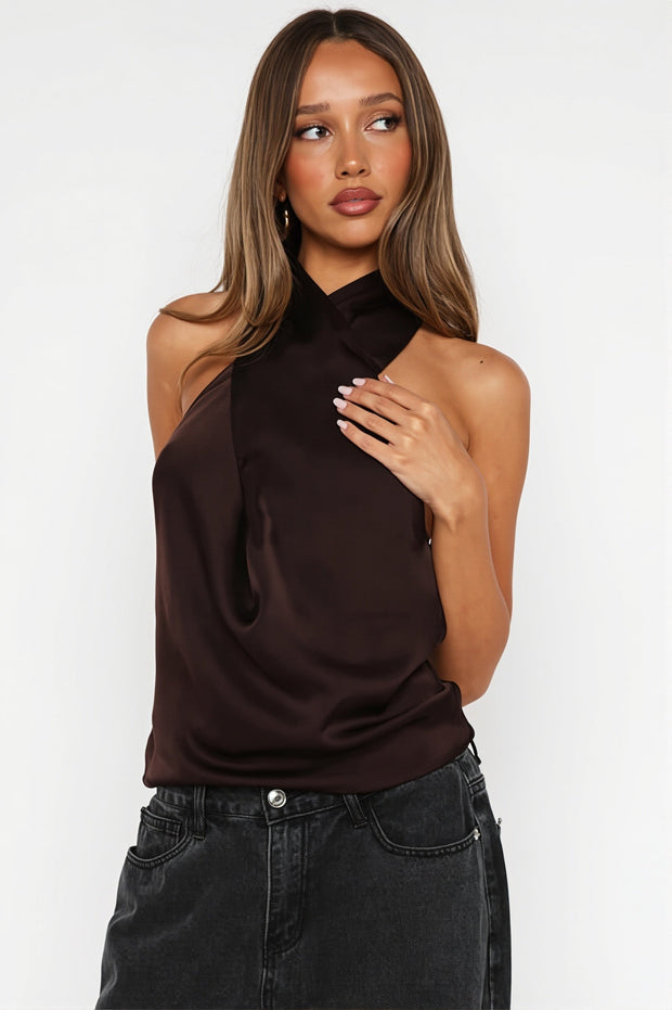 Top mit Neckholder und Satinoptik