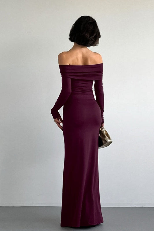 Figurbetontes Maxikleid in Bordeaux