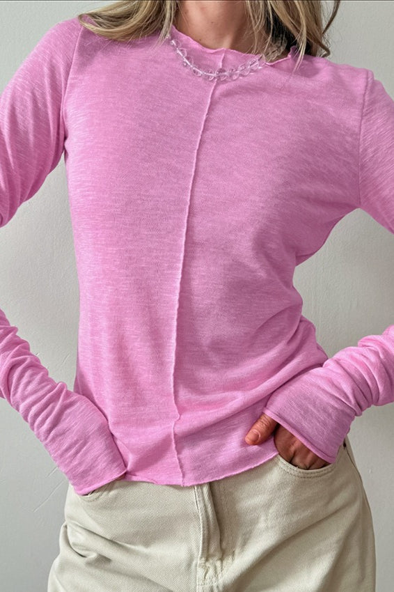 Top mit Rundhalsausschnitt und Strickstruktur