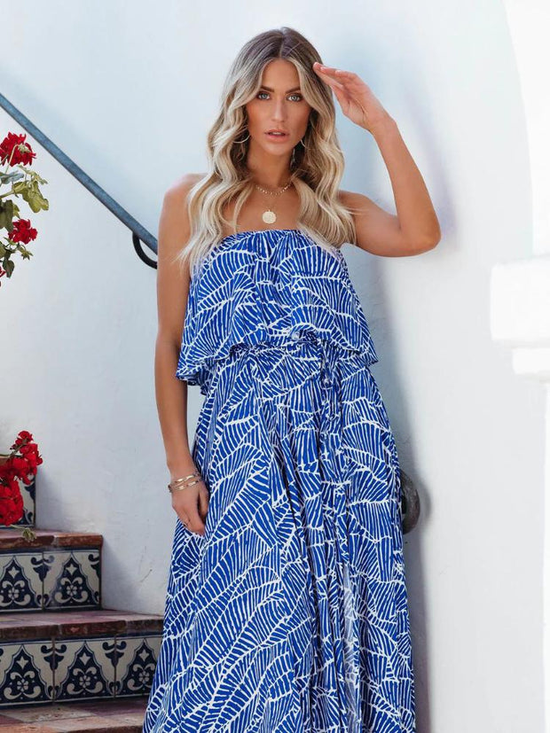 Xenia - Bedrucktes ausgestelltes Maxikleid