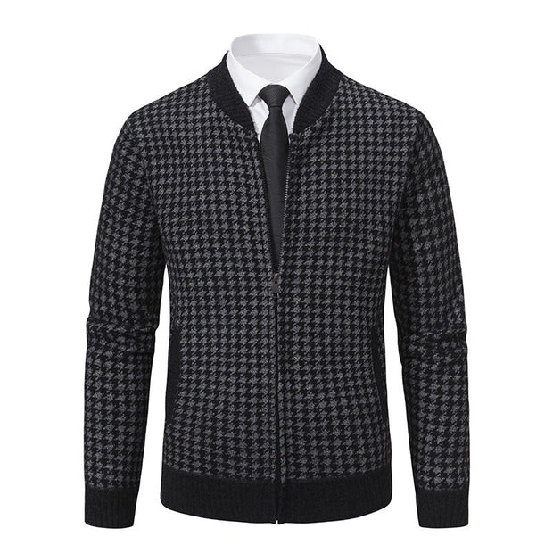 Elegante Herrenstrickjacke mit Hahnentrittmuster - Søren