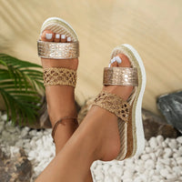 Damen Plateausandalen Handmade Style Kombinierte Textil Plateausandalen - Elira